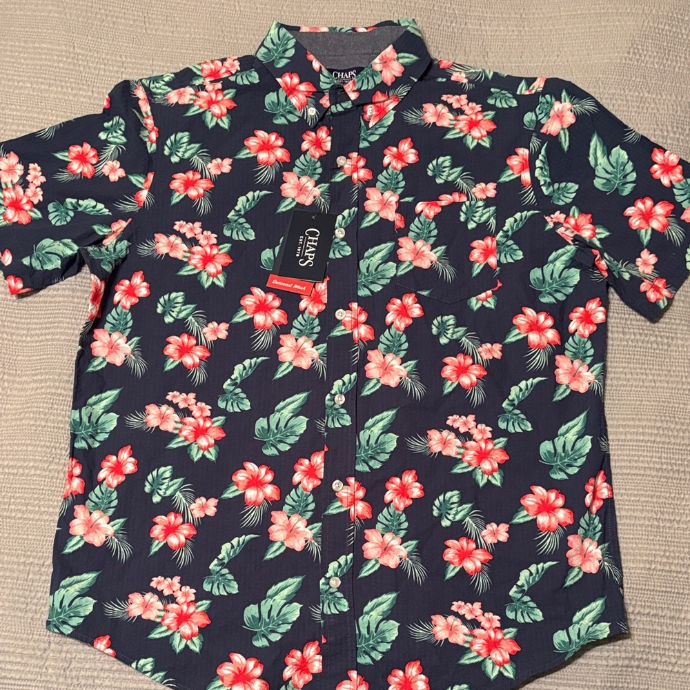 NWT‎ Chaps Men's Navy and Red Floral Shirt